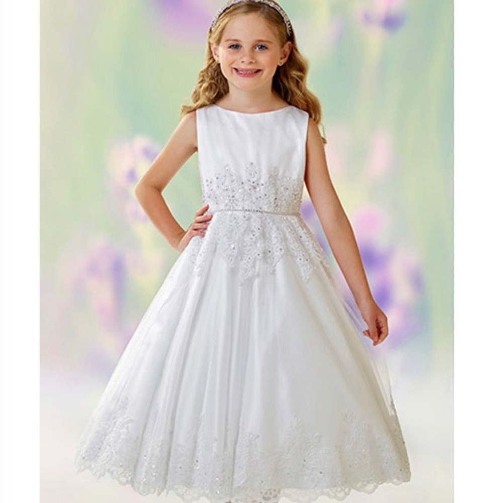 Satin lace appliqué dress